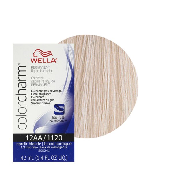 Image of Wella Color Charm 12AA Nordic Blonde Permanent Liquid Hair Colour - Nordic Blonde, 4 Hair Colours, 6%/20 Volume Developer (3.6oz)