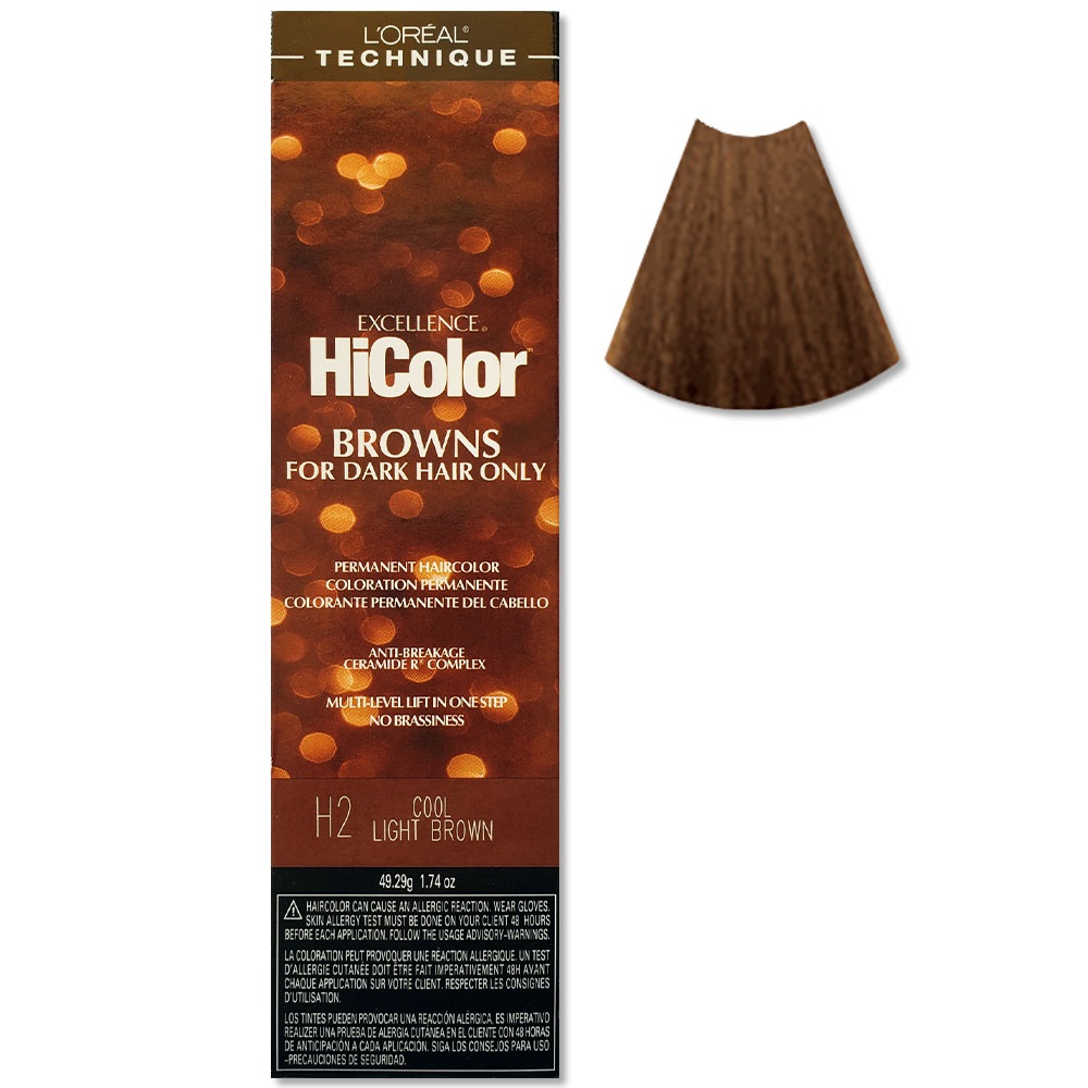 Image of L'Oreal HiColor Permanent Hair Colour For Dark Hair Only - Cool Light Brown, 1 Hair Colour, 9%/30 Volume Developer (8oz)