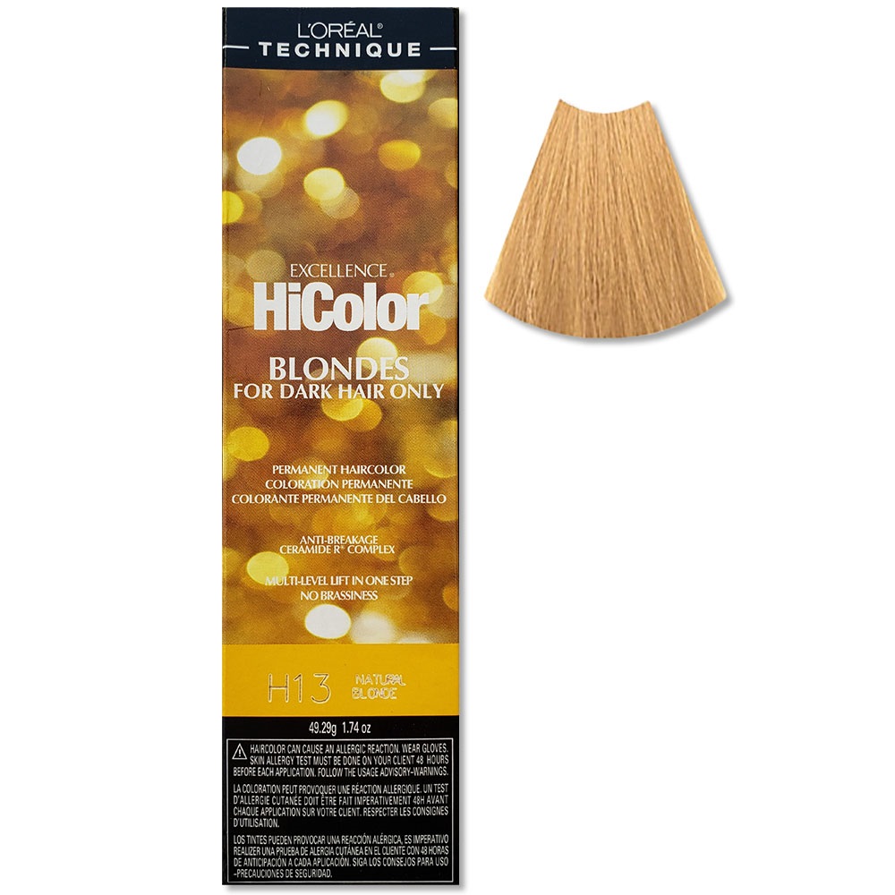 Image of L'Oreal HiColor Permanent Hair Colour For Dark Hair Only - Natural Blonde, 2 Hair Colours, 9%/30 Volume Developer (8oz)