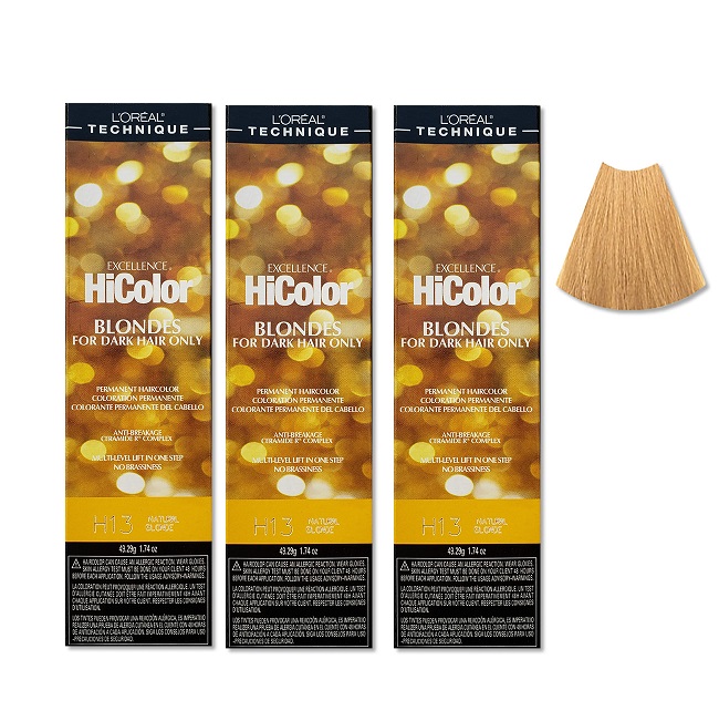 L'Oreal HiColor H13 Natural Blonde BLONDES For Dark Hair Only - H13 - (3pks)