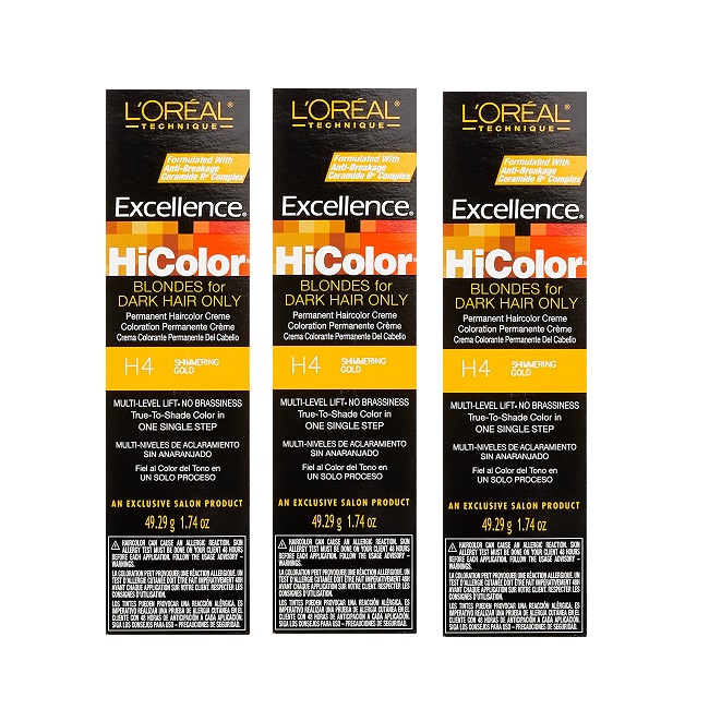 L'Oreal HiColor BLONDES For Dark Hair Only H4 Shimmering Gold - H4 - (3pks)