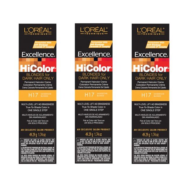 L'Oreal HiColor H17 Sandstone Blonde BLONDES For Dark Hair Only - H17 Sandstone Blonde x3