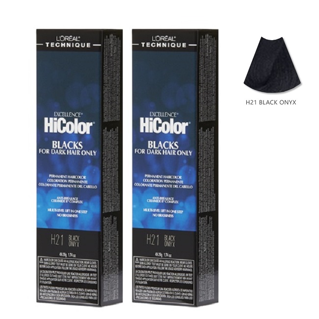 Image of L'Oreal HiColor Permanent Hair Colour For Dark Hair Only - Black Onyx, 2 Hair Colours, No Thanks
