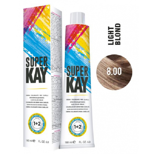 Super Kay 8.00 Light Blond Permanent Hair Colour Cream 180ml