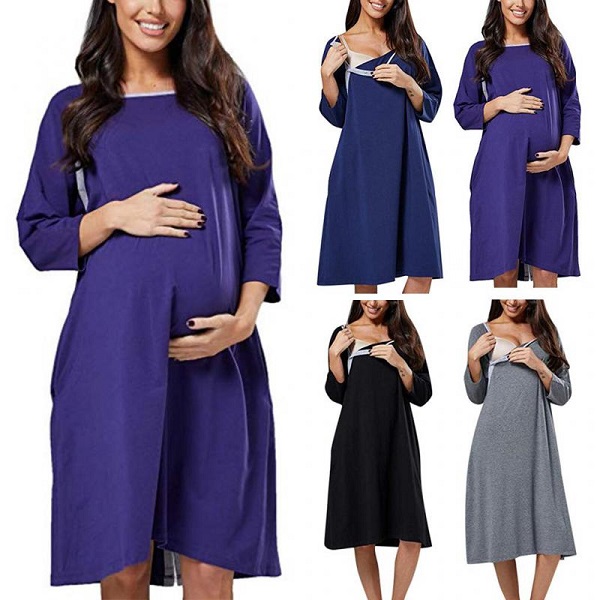 Maternity Nightwear, Pregnancy, Nursing and Maternity Lounge with Breastfeeding Cover