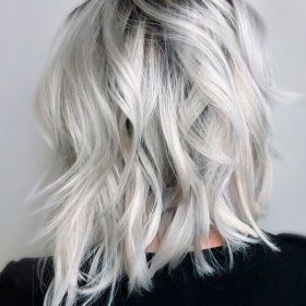 Tousled Platinum blonde hair colour