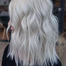 Tousled Platinum blonde hair colour