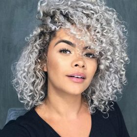 curly platinum hair