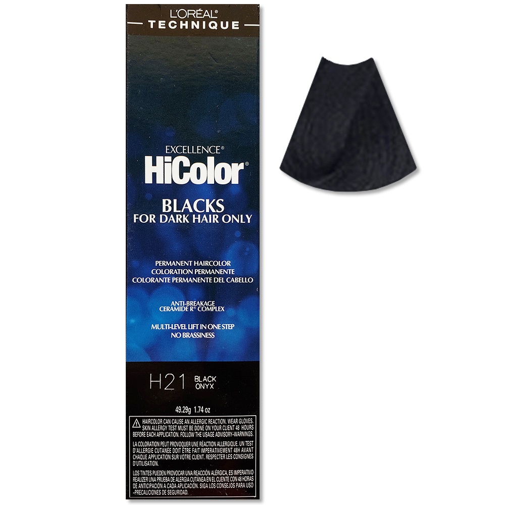 Image of L'Oreal HiColor Permanent Hair Colour For Dark Hair Only - Black Onyx, 1 Hair Colour, 12%/40 Volume Devloper (16oz)