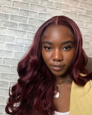 Black cherry hair colour on dark hair