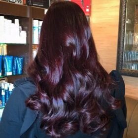 Trending black cherry hair colour