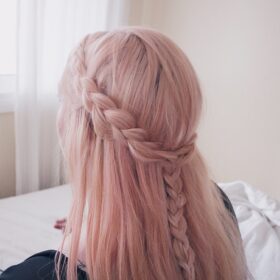 Braided pastel pink hair
